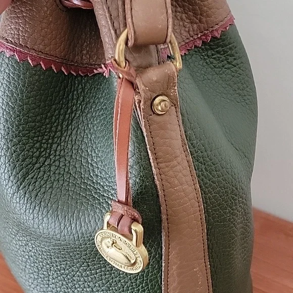 Dooney & Bourke Vintage Teton Drawstring Bucket Bag Green Drawstring - Picture 9 of 14